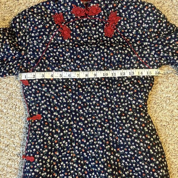 Pegasus Fly House Vintage Floral Chinese Qipao Dress Size XS Theater Quilted - Picture 8 of 11